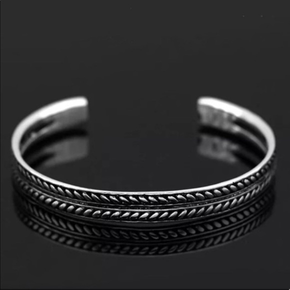 💎 Vintage Leaves 925 Sterling Silver Cuff Bracelet - Picture 2 of 10